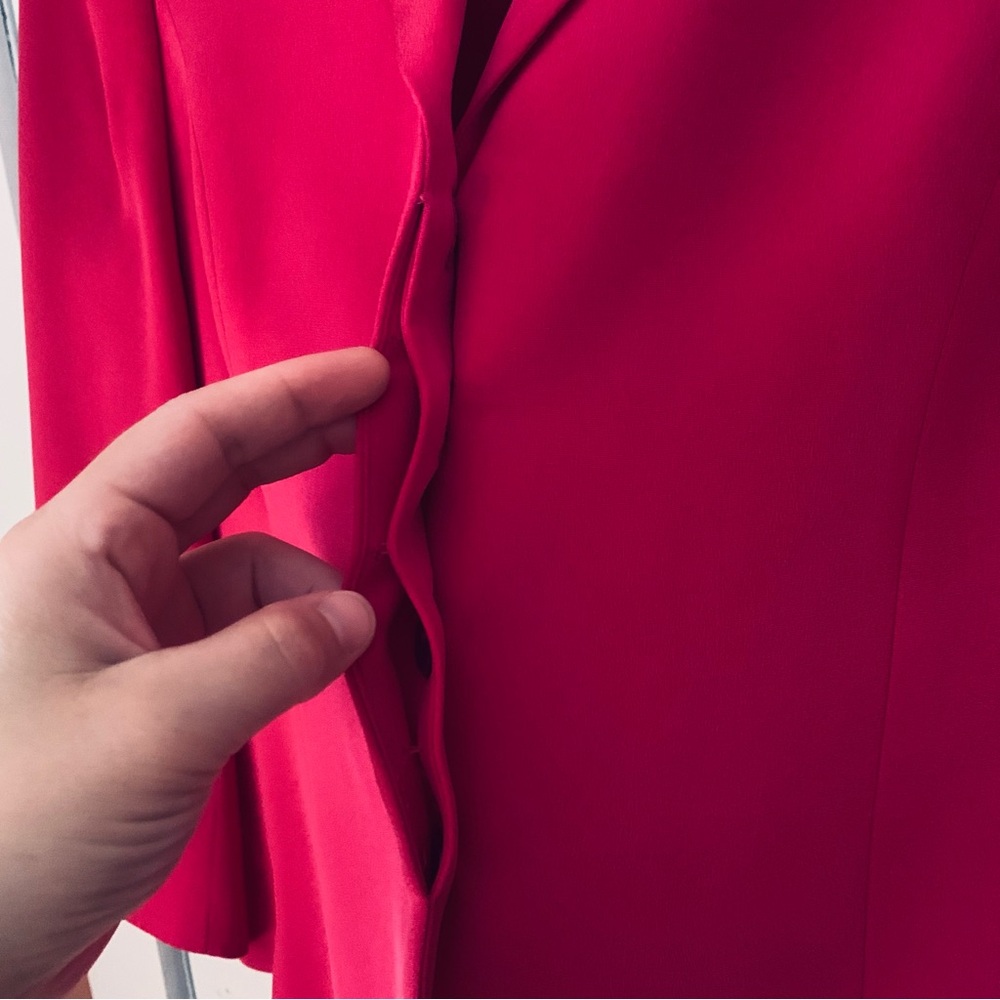 Vintage Skirt Set 100% Silk Skirt Set Blazer Magenta Pink Coord Set Two Piece - Picture 3 of 16